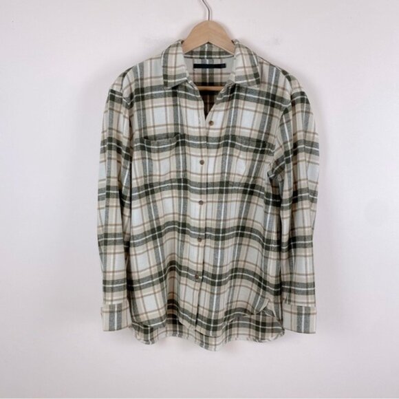 Jenni Kayne Tops - Jenni Kayne O'Keeffe Overshirt Plaid Flannel Shirt in Oatmeal